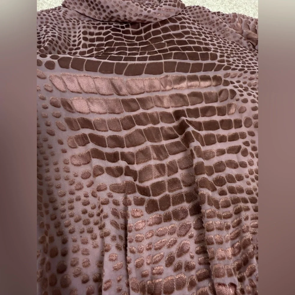 Reiss Emma Silk Velvet Burnout Snakeskin Mock Neck Long Sleeve‎ Dress Sz 4